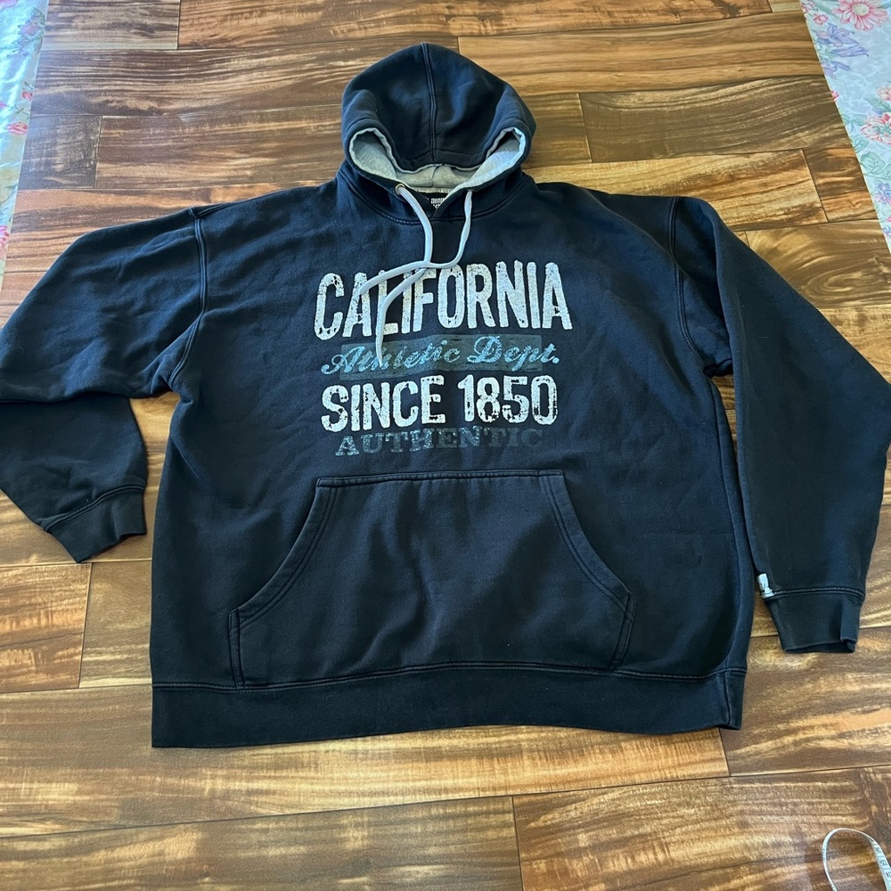California Authentic Athletic Dept. Sweat Hoodie Black  front pocket  Size XL